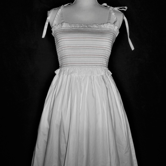 English Factory New White Smocked Sun Dress S - Picture 6 of 7